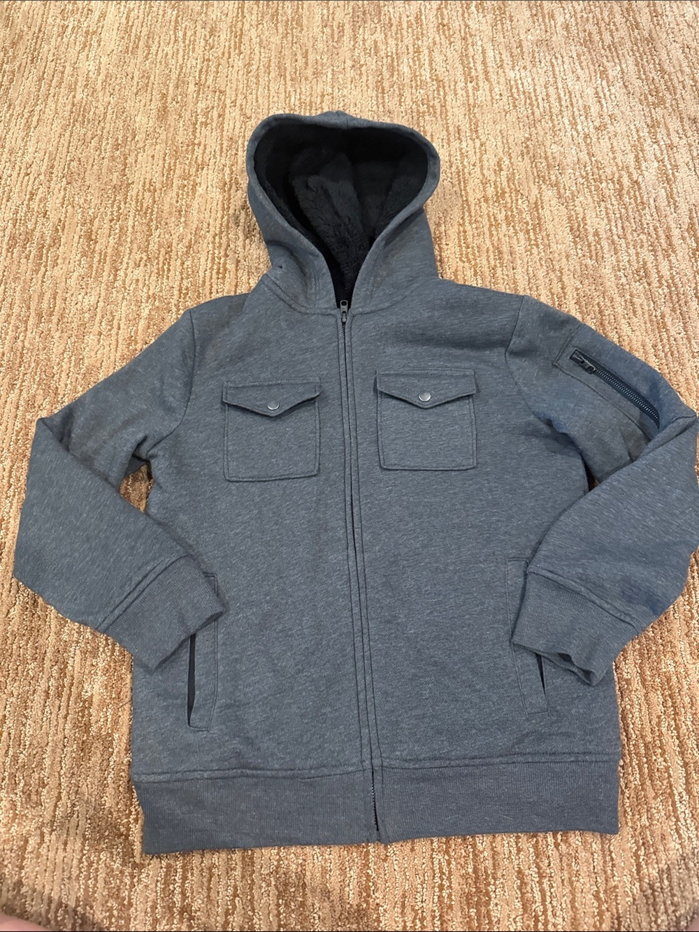 urban pipeline Men's Hooded Zip Jacket in Charcoal Gray